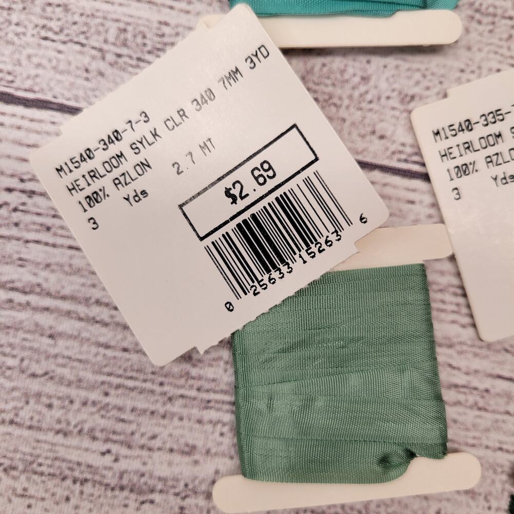 Mokuba Embroidery Sylk Ribbon - 7mm - 8 Packs Shades of Green - 3 yds each - Picture 7 of 10